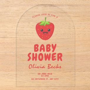 Little Süsse Strawberry Babydusche Acryleinladungen