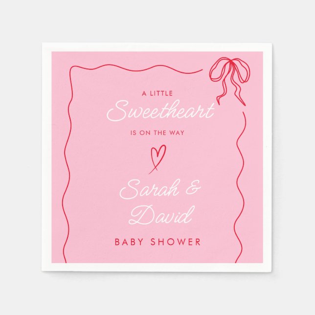 Little Sweatheart Valentines Rosa Red Baby Dusche Serviette (Vorderseite)