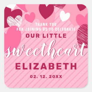 Little Sweet Heart Pink Geburtstag Danke Custom Quadratischer Aufkleber