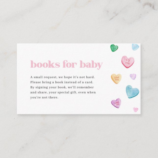 Little Sweetheart Baby Shower Books for Baby Card Visitenkarte (Vorderseite)
