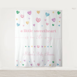 Little Sweetheart Baby Shower Conversation Hearts Wandteppich