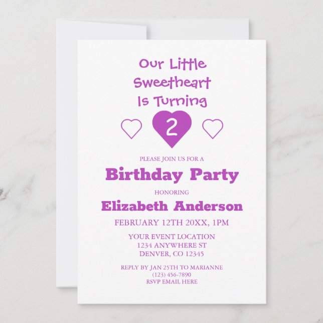 Little Sweetheart Birthday Einladung (Vorderseite)