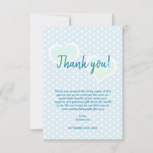 Little Sweetheart Blue Baby Dusche Danke Karte