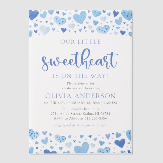 Little Sweetheart Blue Boy Valentine Baby Dusche (Vorderseite)