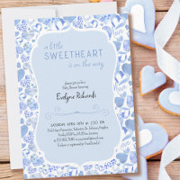 Little Sweetheart Blue Liebe Heart Boy Baby Dusche