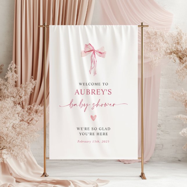 Little Sweetheart Bow Baby Dusche Begrüßungsbanner Banner (Von Creator hochgeladen)