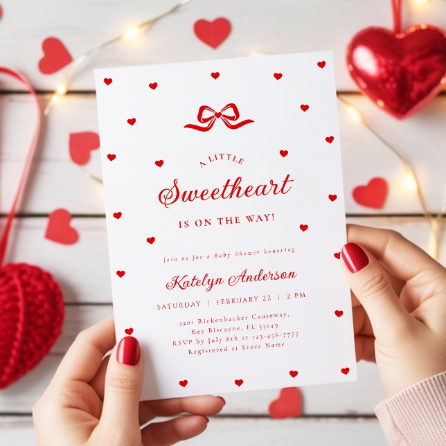 Little Sweetheart Bow Baby Shower Invitation (Créateur téléchargé)