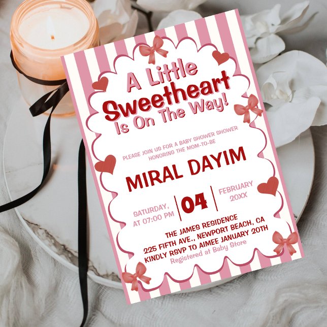 Little Sweetheart Bow Baby Shower Invitation Einladung (Von Creator hochgeladen)