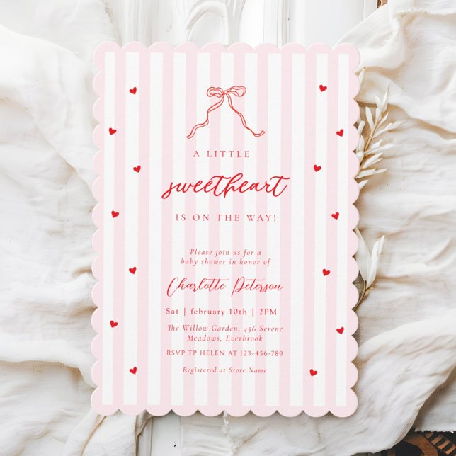 Little Sweetheart Bow Baby Shower Invitation Einladung (Von Creator hochgeladen)