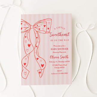 Little Sweetheart Bow Baby Shower Invitation Einladung