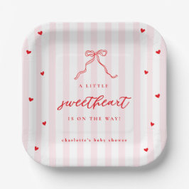 Little Sweetheart Bow Baby Shower Pappteller