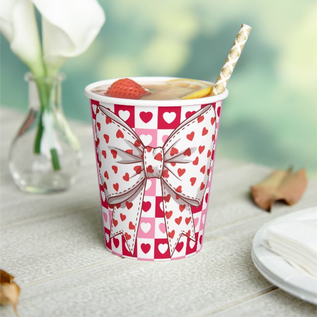 Little Sweetheart Bow Herz Karton Cup Pappbecher (In Situ)