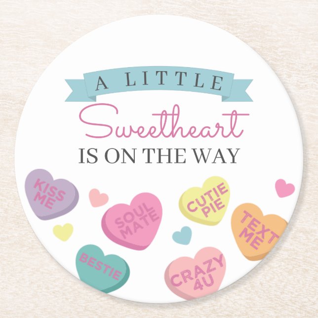 Little Sweetheart Candy Baby Dusche Runder Pappuntersetzer (Vorderseite)