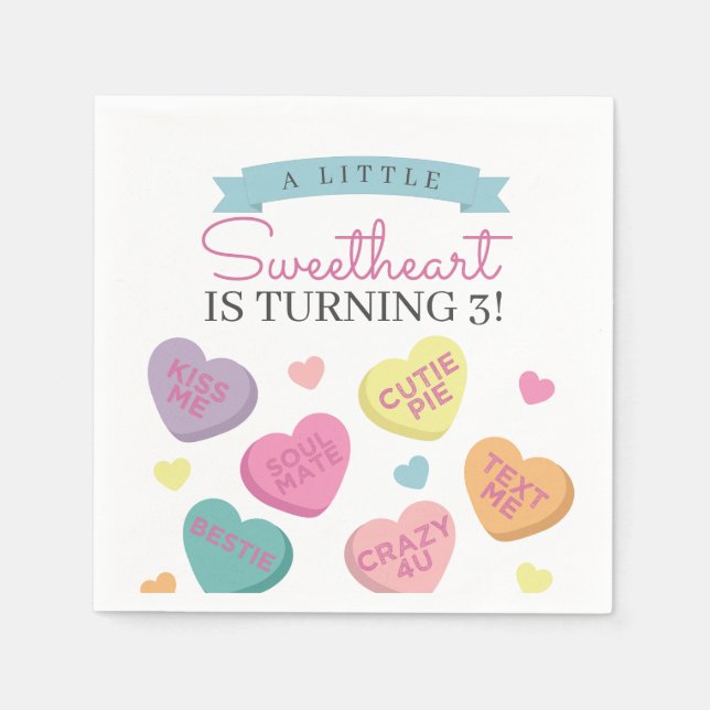 Little Sweetheart Candy Birthday Serviette (Vorderseite)