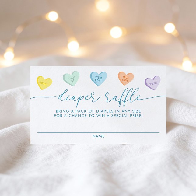 Little Sweetheart Candy Hearts Diaper Raffle Begleitkarte (Von Creator hochgeladen)