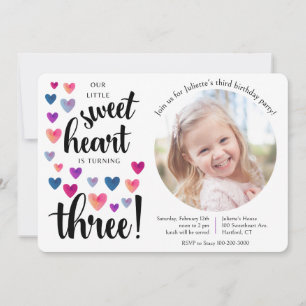 Little Sweetheart Dritte Geburtstagseinladung Einladung