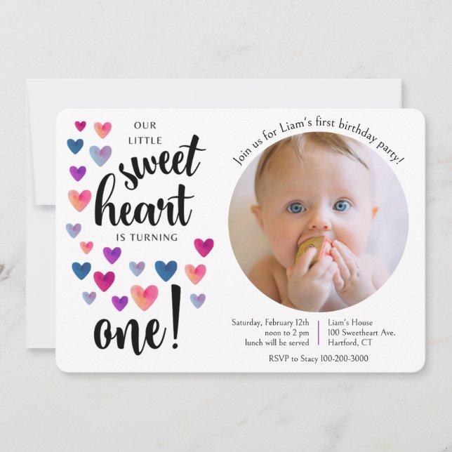 Little Sweetheart Einladung zum ersten Geburtstag (Vorderseite)