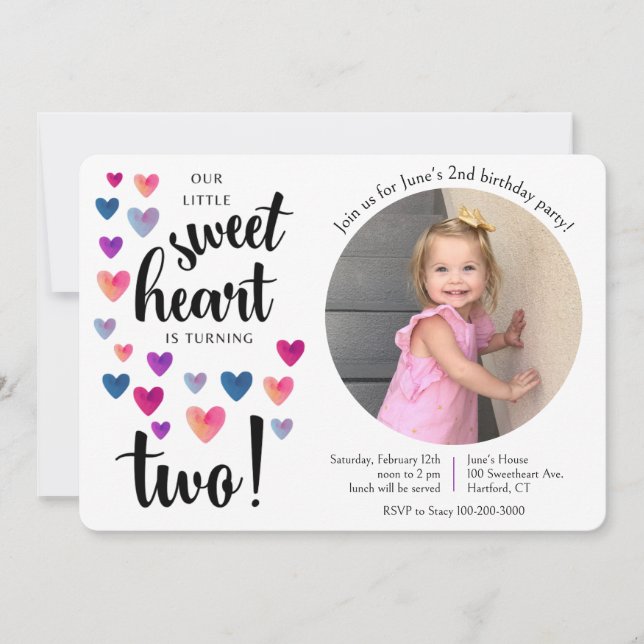 Little Sweetheart - Einladung zum zweiten Geburtst (Vorderseite)