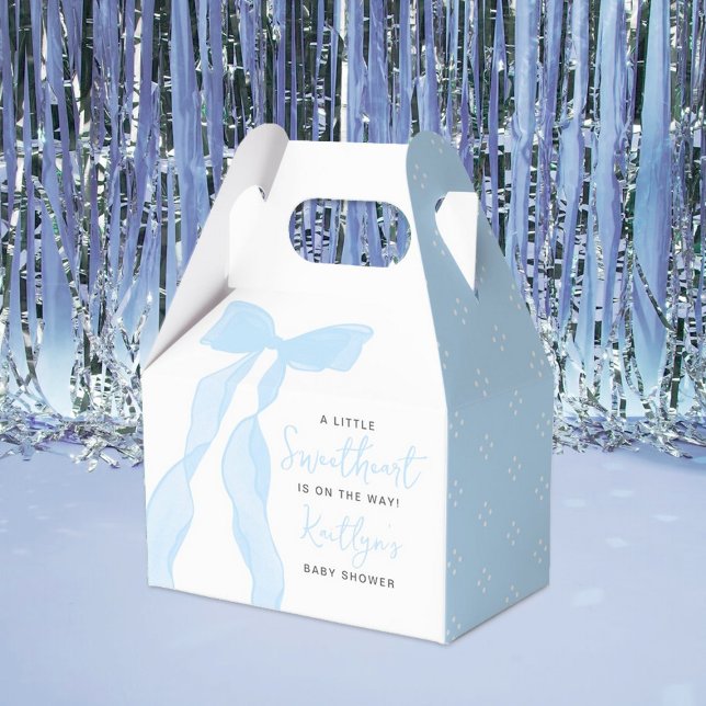 Little Sweetheart Elegant Blue Bow Baby Shower Geschenkschachtel (Von Creator hochgeladen)