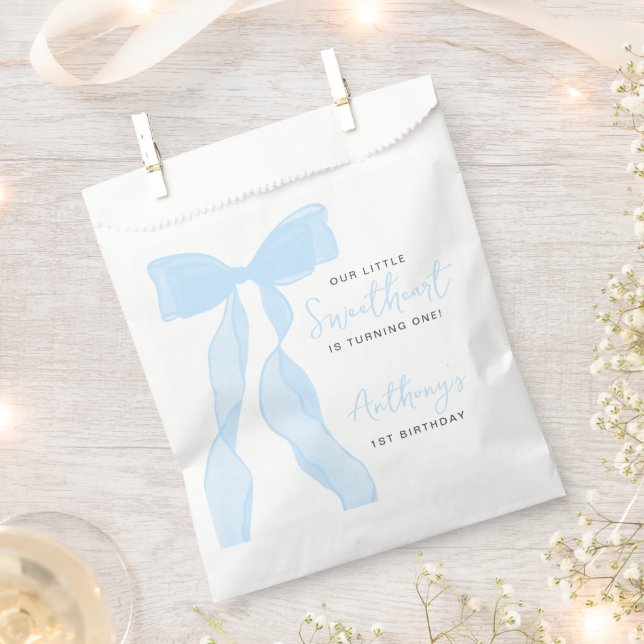 Little Sweetheart Elegant Blue Bow Birthday Party Geschenktütchen (Ausgeschnitten)