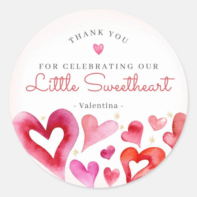 Little Sweetheart Februar Gastgeschenk Runder Aufkleber (Vorderseite)