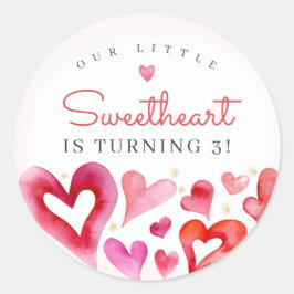 Little Sweetheart February Birthday Party Runder Aufkleber