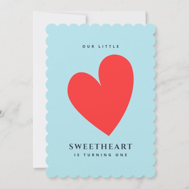 Little Sweetheart First Birthday Blue Invitation (Devant)