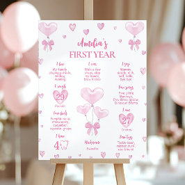 Little Sweetheart First Birthday Milestone Zeichen Poster