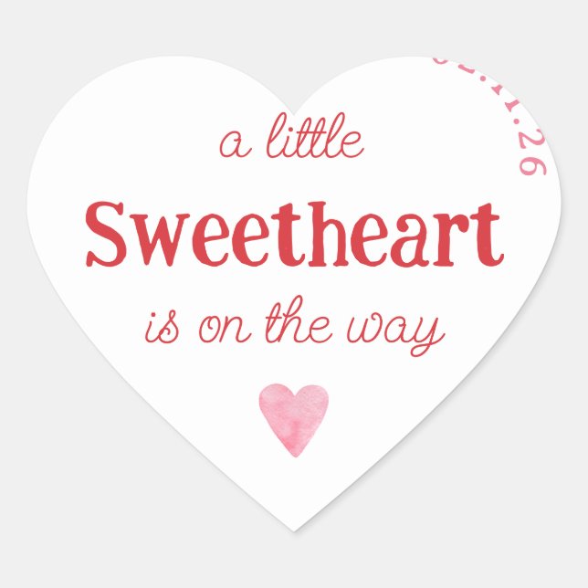 Little Sweetheart Girl Baby Shower Herz Herz-Aufkleber (Vorderseite)