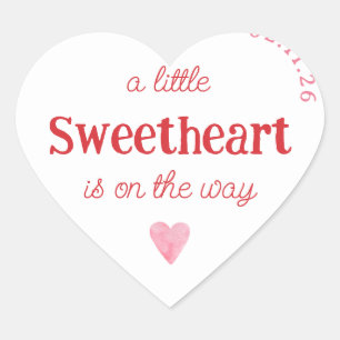 Little Sweetheart Girl Baby Shower Herz Herz-Aufkleber