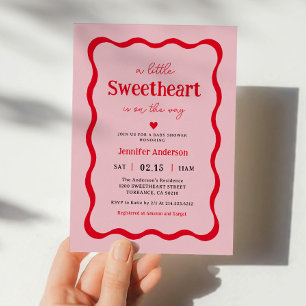 Little Sweetheart Heart Girl Baby Dusche Einladung