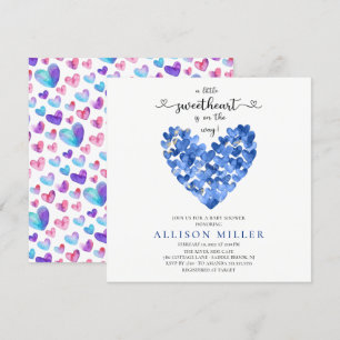 Little Sweetheart Hearts Boys Baby Shower Invitati Einladung
