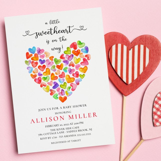 Little Sweetheart Hearts Girls Baby Dusche Invita Einladung (Von Creator hochgeladen)