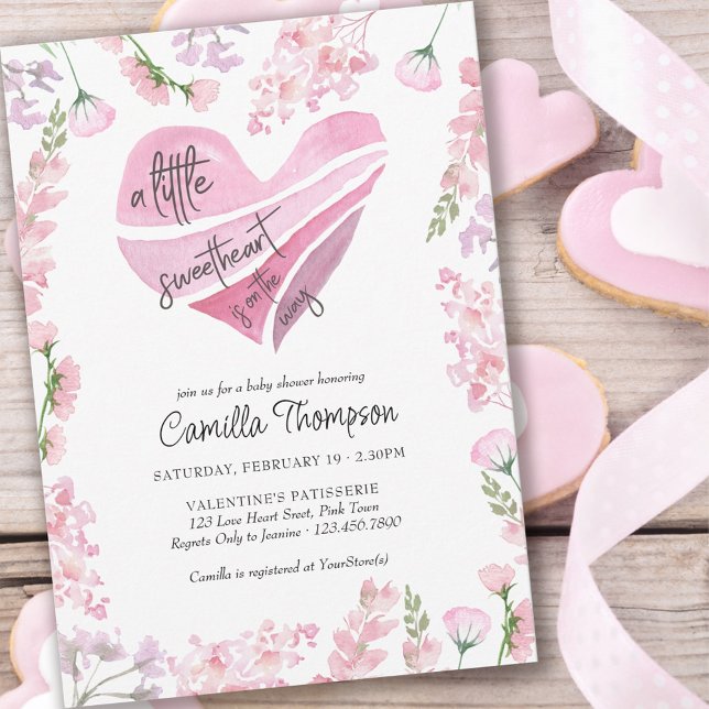 Little Sweetheart Herz und Blume Babydusche Einladung (Von Creator hochgeladen)