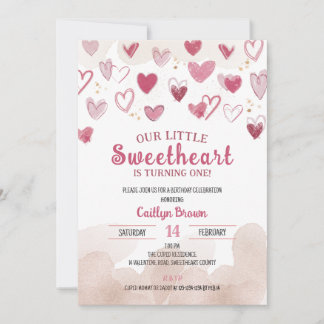Little Sweetheart macht ONE, Valentine Birthday Einladung