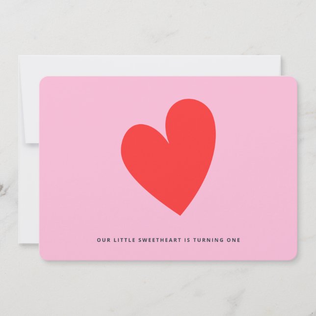 Little Sweetheart Minimalistisch Girl 1. Geburtsta Einladung (Vorderseite)