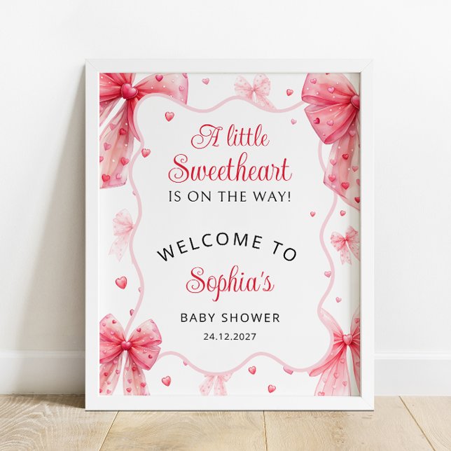 Little Sweetheart Niedlich Bow Baby Dusche Empfang Poster (Von Creator hochgeladen)