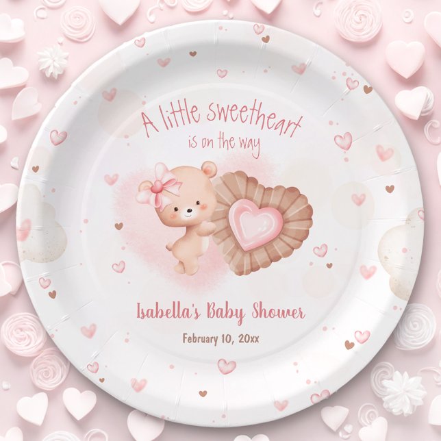 Little Sweetheart Pink Baby Dusche Pappteller (Little Sweetheart Pink Baby Shower Paper Plates)