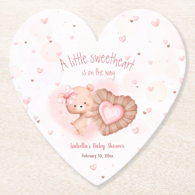 Little Sweetheart Pink Baby Dusche Untersetzer (Vorderseite)