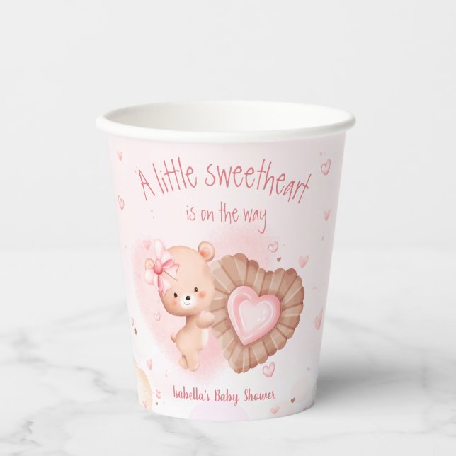 Little Sweetheart Pink Baby Duschpapier Tassen Pappbecher (Vorderseite)