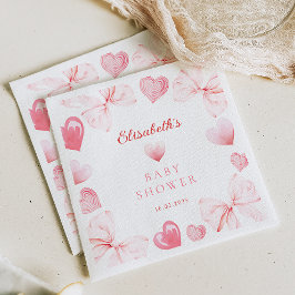 Little Sweetheart Pink Bow Baby Dusche Serviette