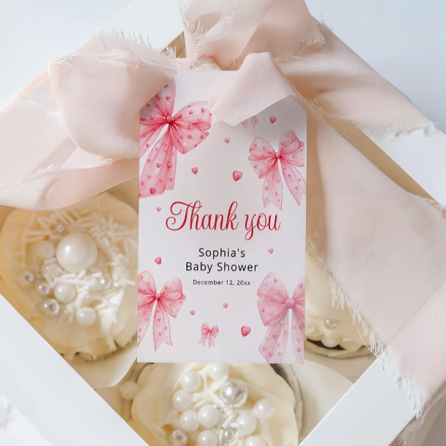 Little Sweetheart Pink Bow Baby Dusche Vielen Dank Geschenkanhänger (Von Creator hochgeladen)