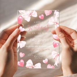 Little Sweetheart Pink Bow Baby Shower Invitation Acryleinladungen