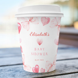 Little Sweetheart Pink Bow Girl Baby Shower Pappbecher