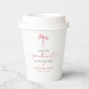 Little Sweetheart Pink Bow Valentine's Baby Shower Pappbecher