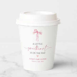 Little Sweetheart Pink Bow Valentine's Baby Shower Pappbecher
