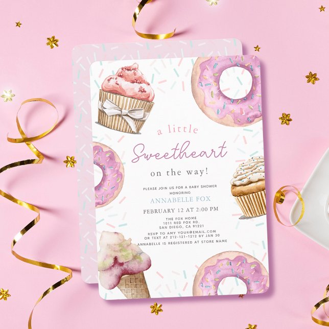 Little Sweetheart Pink Cupcake & Donut Baby Dusche Einladung (Von Creator hochgeladen)