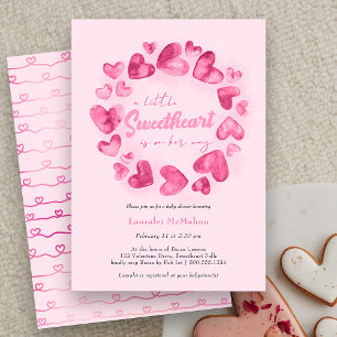 Little Sweetheart Pink Heart Valentine Baby Dusche Einladung