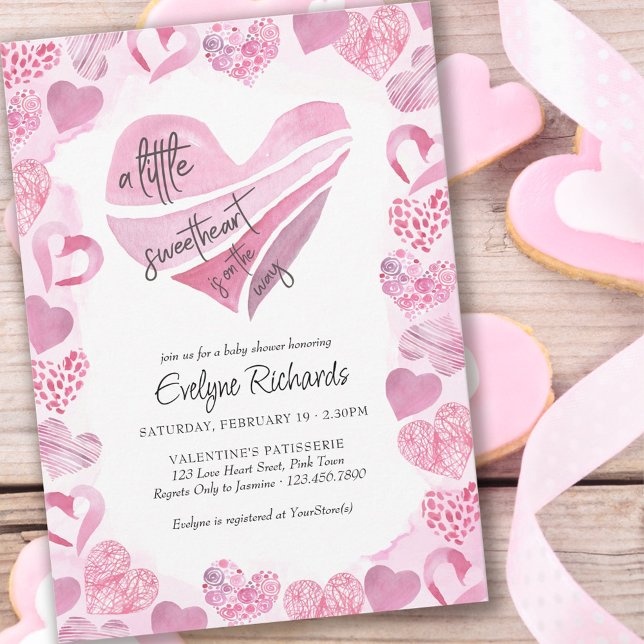 Little Sweetheart Pink Liebe Herz Babydusche Einladung (Von Creator hochgeladen)