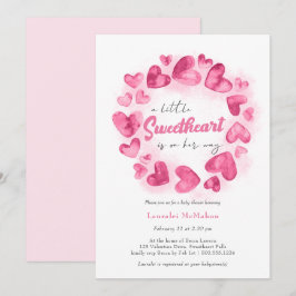 Little Sweetheart Pink Valentines Girl Baby Dusche Einladung